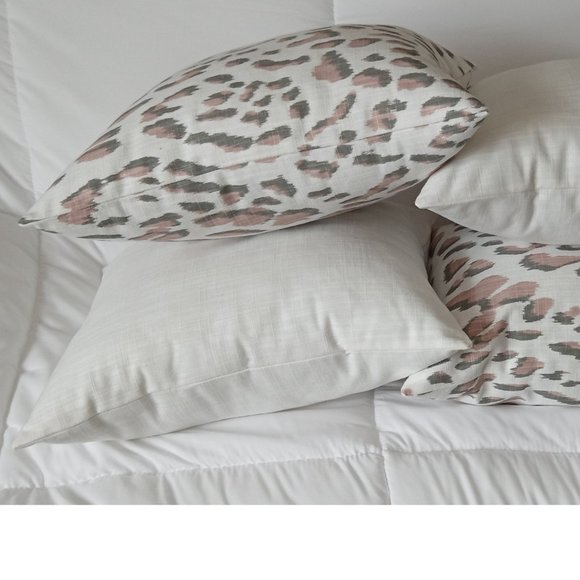 Rose Gray Leopard Print Accent Pillow - 100% Cotton - 11"x9.5" - Picture 5 of 7